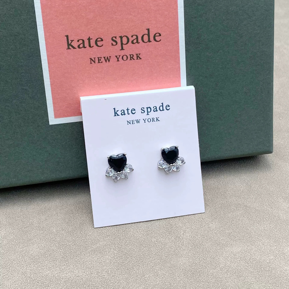 kate spade Burgundy Heart Zircon Helix Stud Earrings